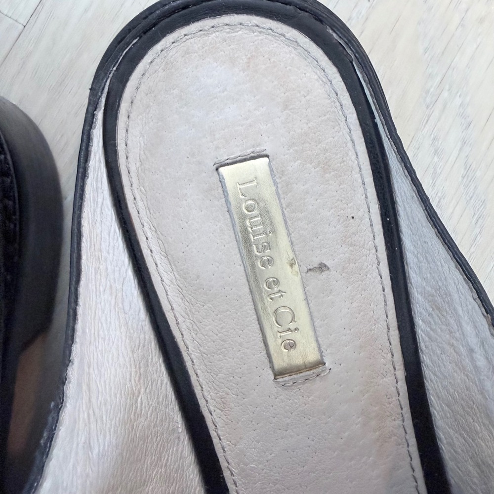 Louise et Cie Freyda Black Pebbled Leather Pointed Toe Mules Slides 9.5M 39.5 - Picture 10 of 16